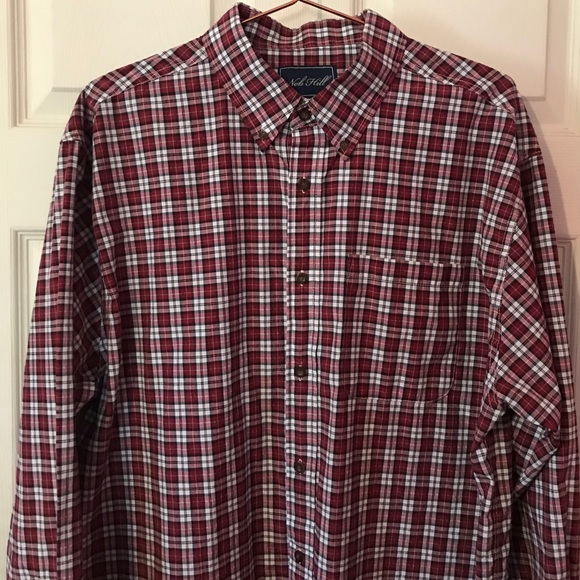 Nob Hill Red & Black Plaid Button Down Shirt Sz L - Picture 5 of 12